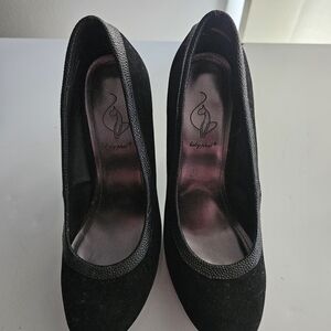 Baby Phat Black Suede Round Toe Heels